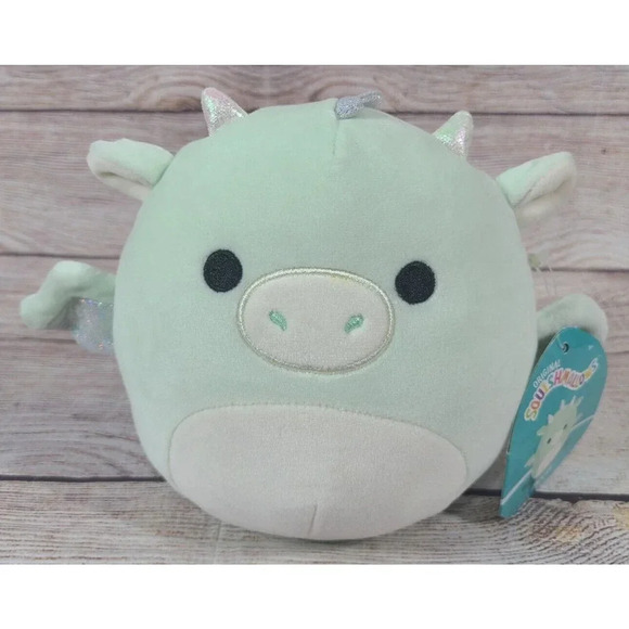 Squishmallows Plush Drew Dragon Stuffed Animal Mint Green White 7" 2022 New - Picture 1 of 5